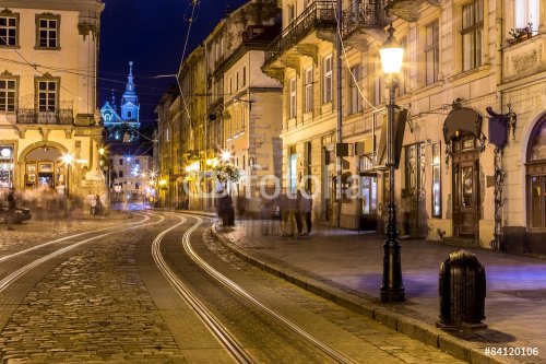 Rynok Square in Lviv at night