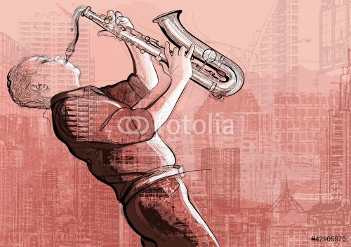 saxophone player in a street