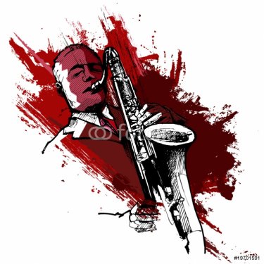 saxophonist on a grunge background - 900463948
