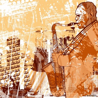 saxophonist on a grunge background - 900463982