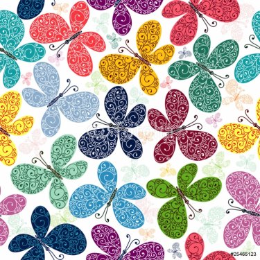 Seamless pattern with butterflies (vector) - 900459063
