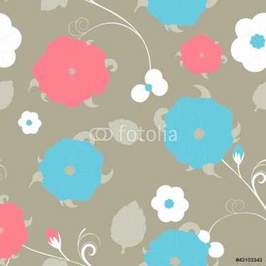 Seamless vector pattern with flowers - 900954371
