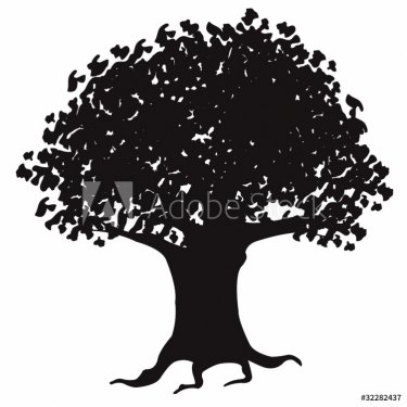 Silhouette big tree with sheet - 900463866