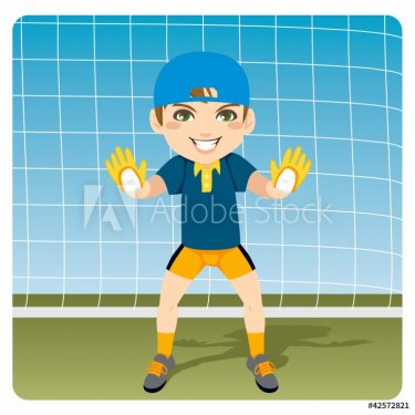 Soccer Goalkeeper Ready In Goal - 901138686