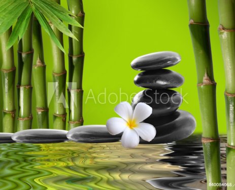 spa stones,bamboo  with frangipani - 900899612
