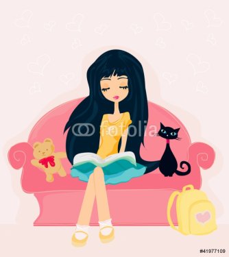 Teen girl Reading A Book - 900469330