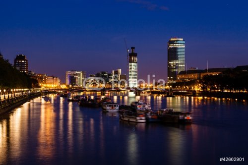 Thames River and London Cityscape in the Night, United Kingdom - 900451853