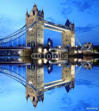 Tower Bridge at night in  London, UK