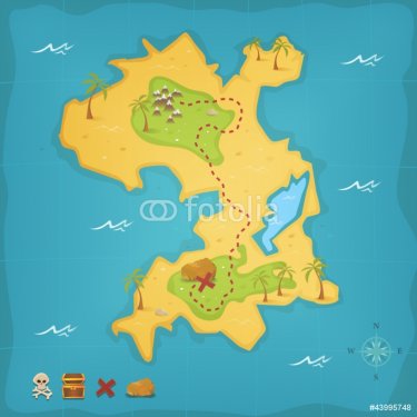 Treasure Island And Pirate Map - 900949219