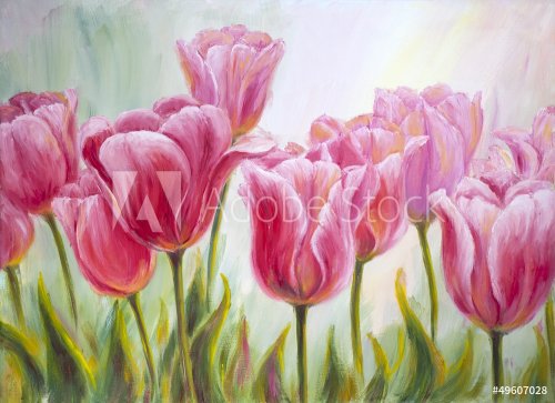 Tulips, oil painting on canvas - 901138123