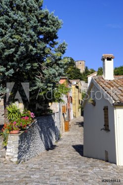 Typical street in old village of Montebello, Italy - 901137848