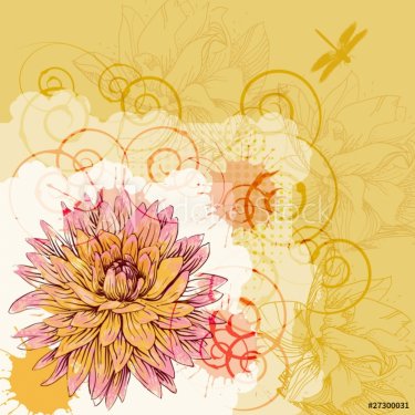 vector background with a golden chrysanthemum - 900511259