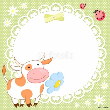 Vector background with cute cow - 900455904