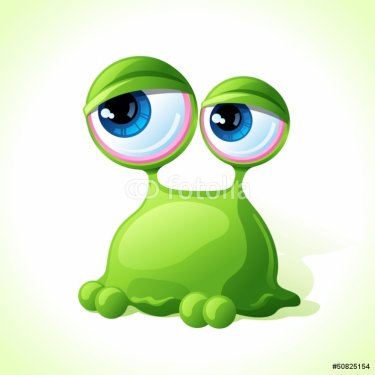 Vector cute green monster isolated on white background.