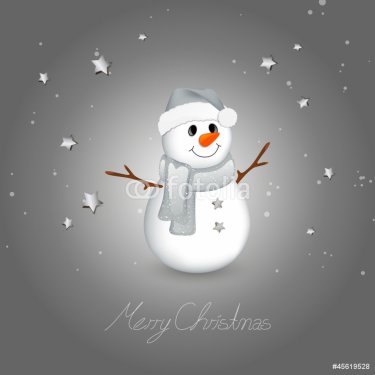 Vector Illustration of a Cute Snowman - 900954334