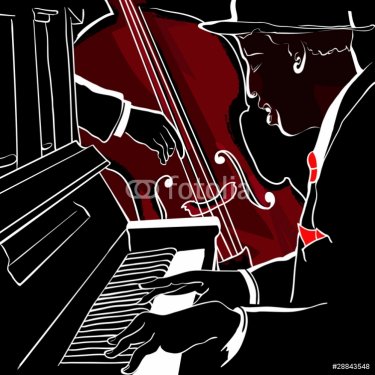 Vector illustration of a Jazz piano and double-bass - 900472303