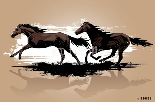 Vector illustration of wild horses running - 900458847