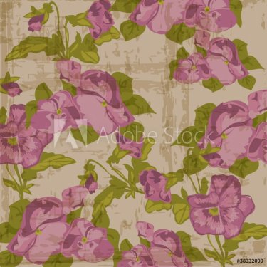 Vintage Viola flowers Background in vector
