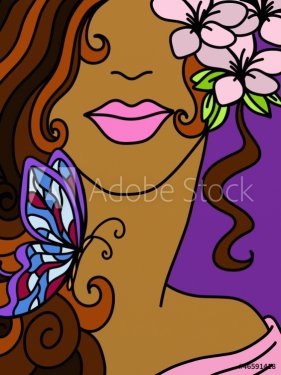 viso di donna con farfalla - 901137641
