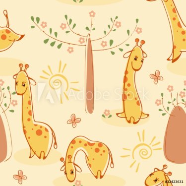 Wallpaper with giraffes.