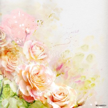 Watercolor roses - 901140399