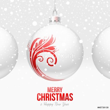 White Christmas baubles with red decor - 900882291