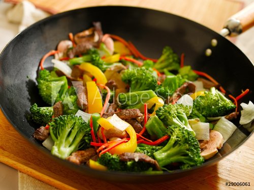 wok stir fry with beef and vegetables - 900049748