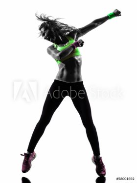 woman exercising fitness zumba dancing silhouette - 901141889