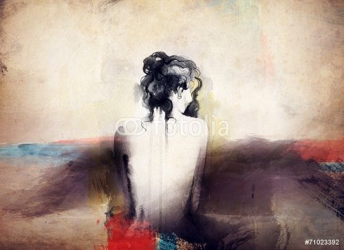 woman portrait  .abstract  watercolor .fashion background - 901149170