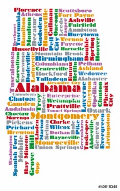 word cloud map of Alabama state