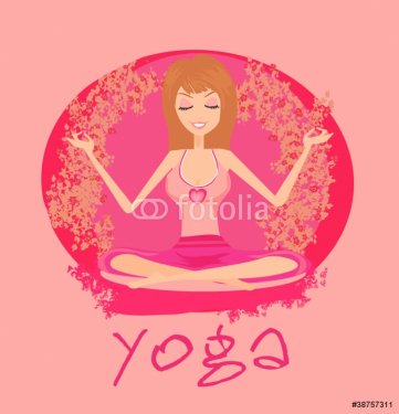 Yoga girl in lotus position - 900469371