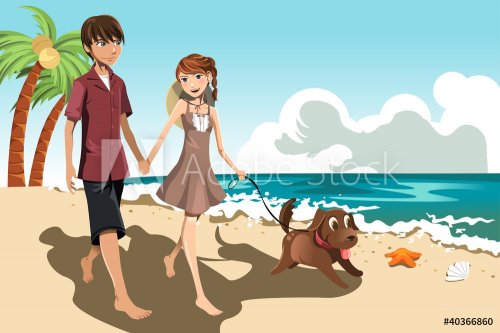 Young couple on the beach - 900461356