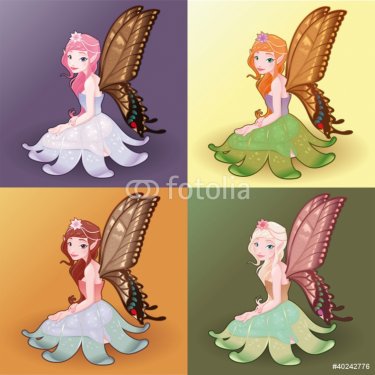 Young fairies. Funny cartoon and vector illustration.