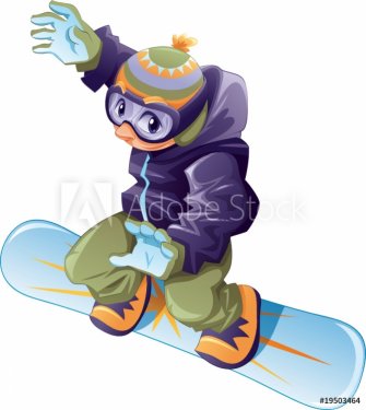 Young snowboarder. Vector and cartoon sport character.