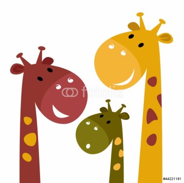 Cute giraffe family isolated on white