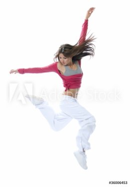 new modern slim hip-hop style woman dancer jumping - 900739827