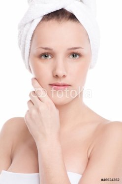 Portrait of young woman with perfect skin - 900899616