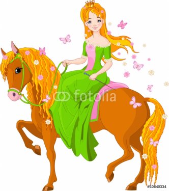 Princess riding horse. Spring - 900497963