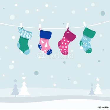 Retro colorful Christmas Stockings collection..