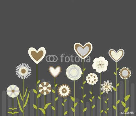 retro flowers and hearts - 900458683