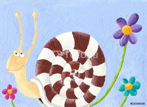 Snail and flowers - 900458620