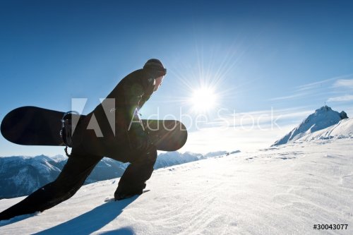 snowboarder in mountains - looking for freeride