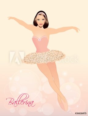 Vector Illustration of  Cute dancing  Ballerina - 900868457
