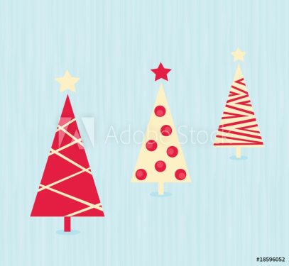 Vintage red christmas trees pattern. VECTOR. - 900706149