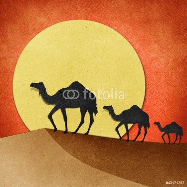 Camel and pyramid on desert Recycled Paper craft