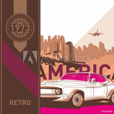 Illustrated retro background in american style. - 901142274