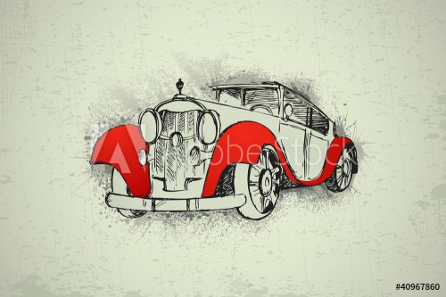 Vintage Car on Grungy Background - 900488837