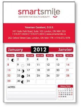 Magnetic card with calendar or note pad