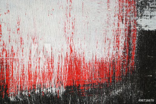 Brushstroke with white,black and red paint  on dusty metal - 901152806