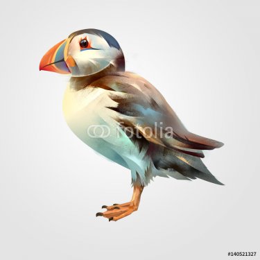 Painted bright isolated bird Puffin - 901153510